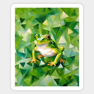 Green Tree Frog On Green Terrazzo Sticker